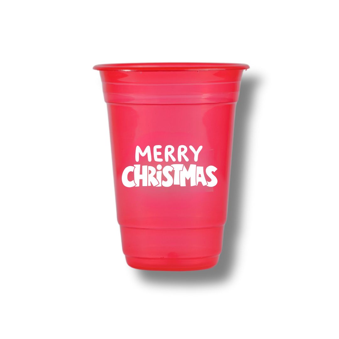 Red Merry Christms Customized Glasses ( Pack Of 12 )