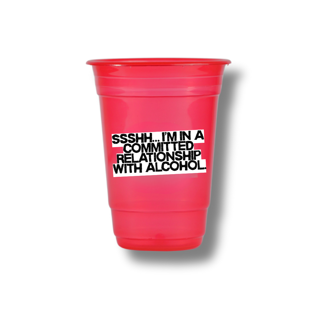 I'M In A Commited In A Relationship With Alcohol Customized Glasses (Pack Of 12)