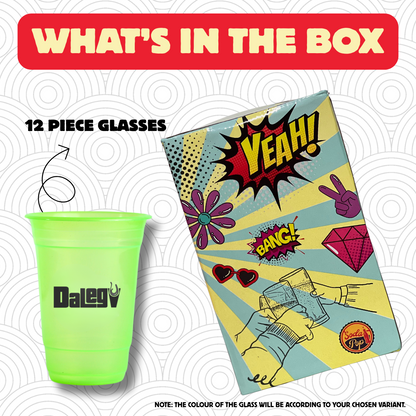 Coloured Re-Usable Party Glasses (PACK OF 12)